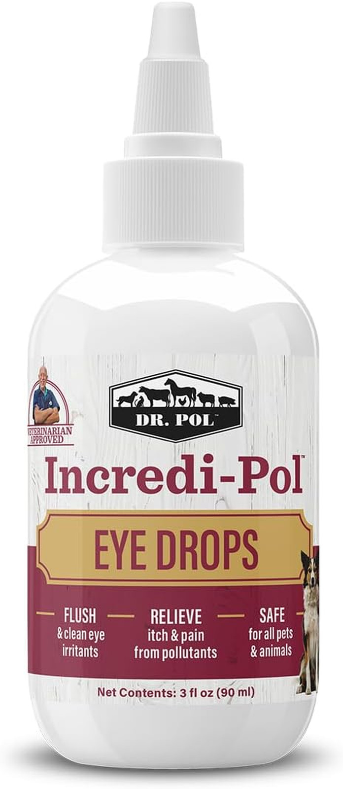 Incredi-Pol Eye Drops for Dogs, Cats, and All Animals – Dog Eye Drops to Flush a