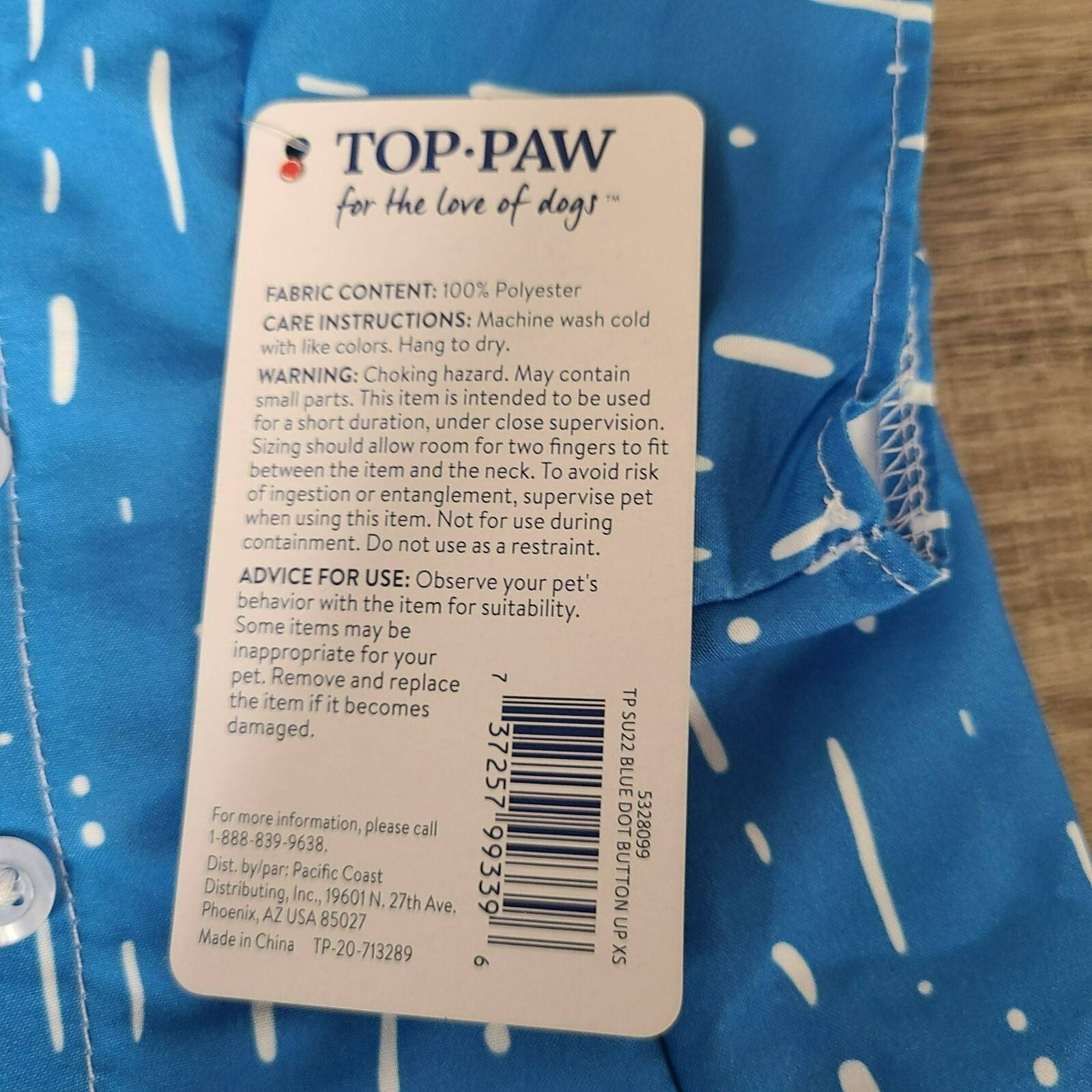 Top Paw Button Up Pet Dog Sz XS Casual Button Up Dress Shirt Short Sleeve