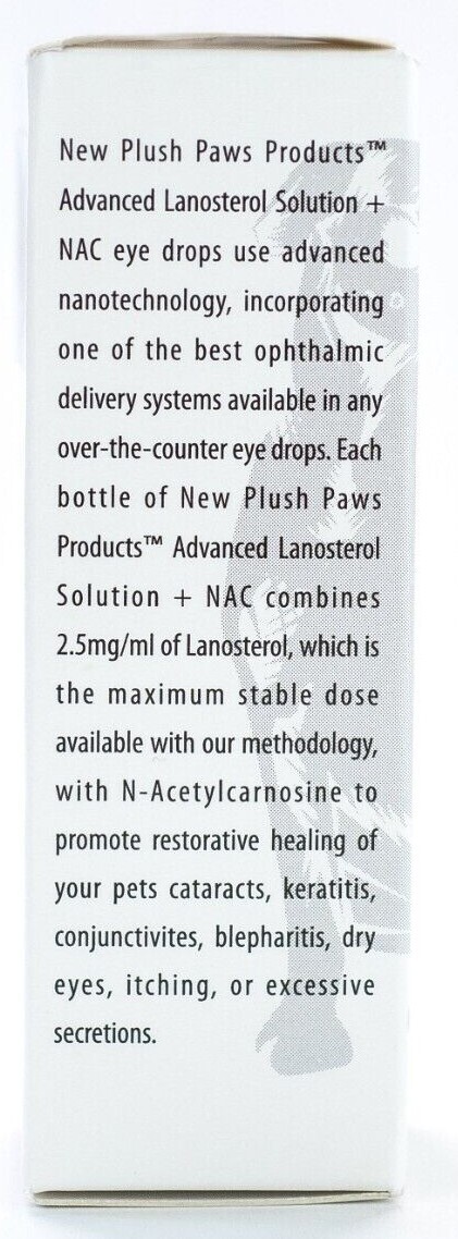 Plush Paws Lanosterol Solution + NAC, Dog Eye Care for Cataracts, Dryness Relief