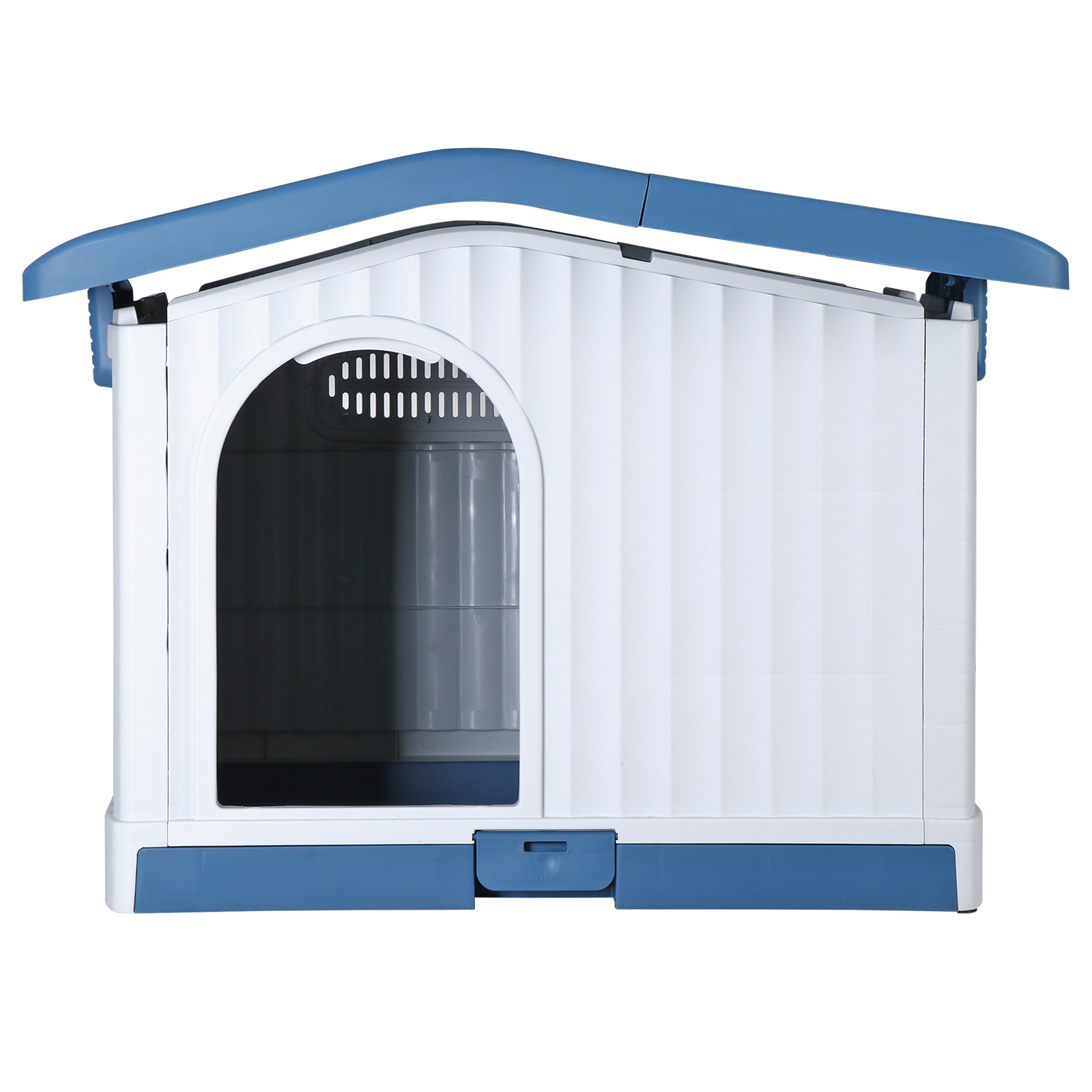 Large Plastic Dog House Indoor Outdoor Dog Kennel Waterproof Puppy Shelter Blue