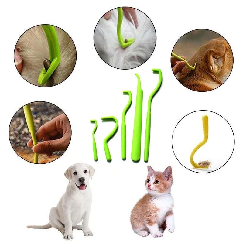 Style 1 Rose Red 3 Sets Pet Tick Remover Hook Tweezer Tool for Dogs Cats