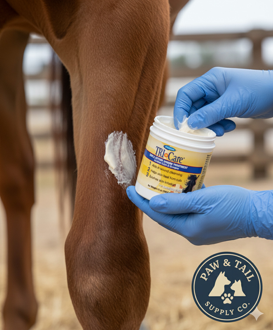Farnam TRI-Care Triple Action Wound Treatment Horses Dogs Cuts Scrapes Heal 14oz
