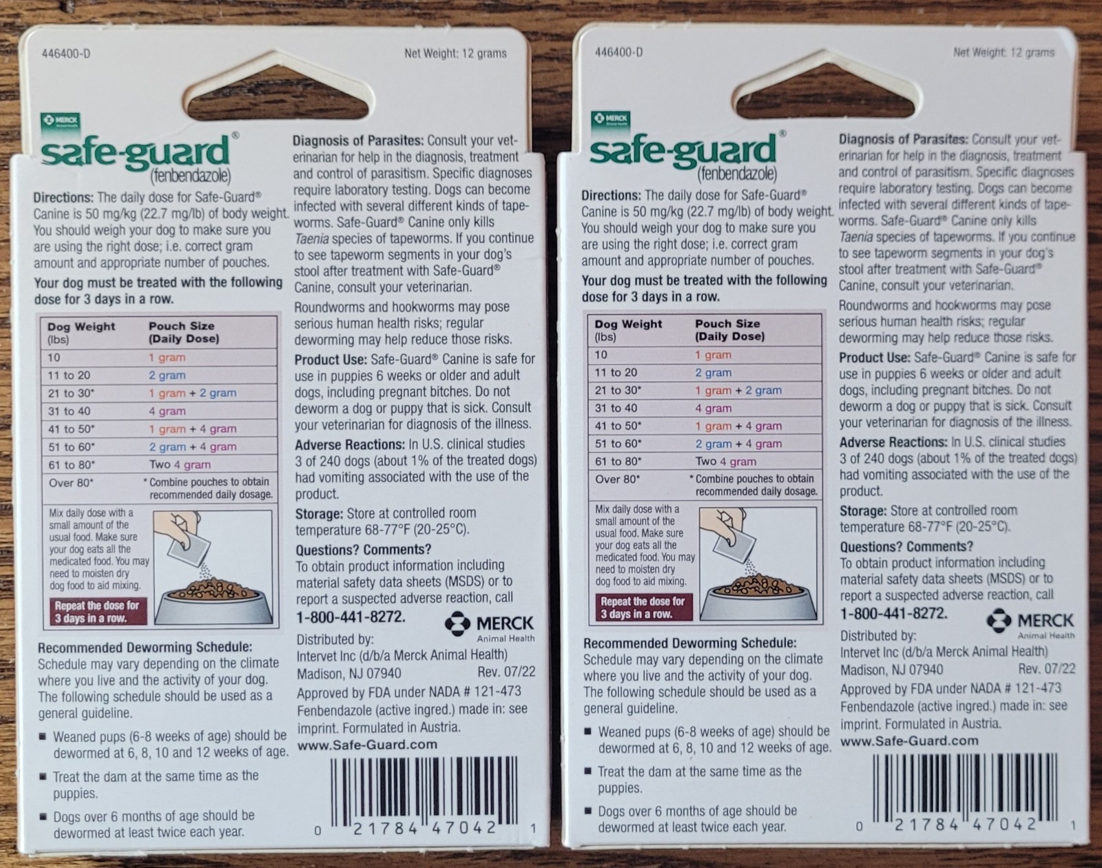 2 BOXES Canine Dewormer for LARGE Dogs & Puppies (6x 4g pouches) Merck