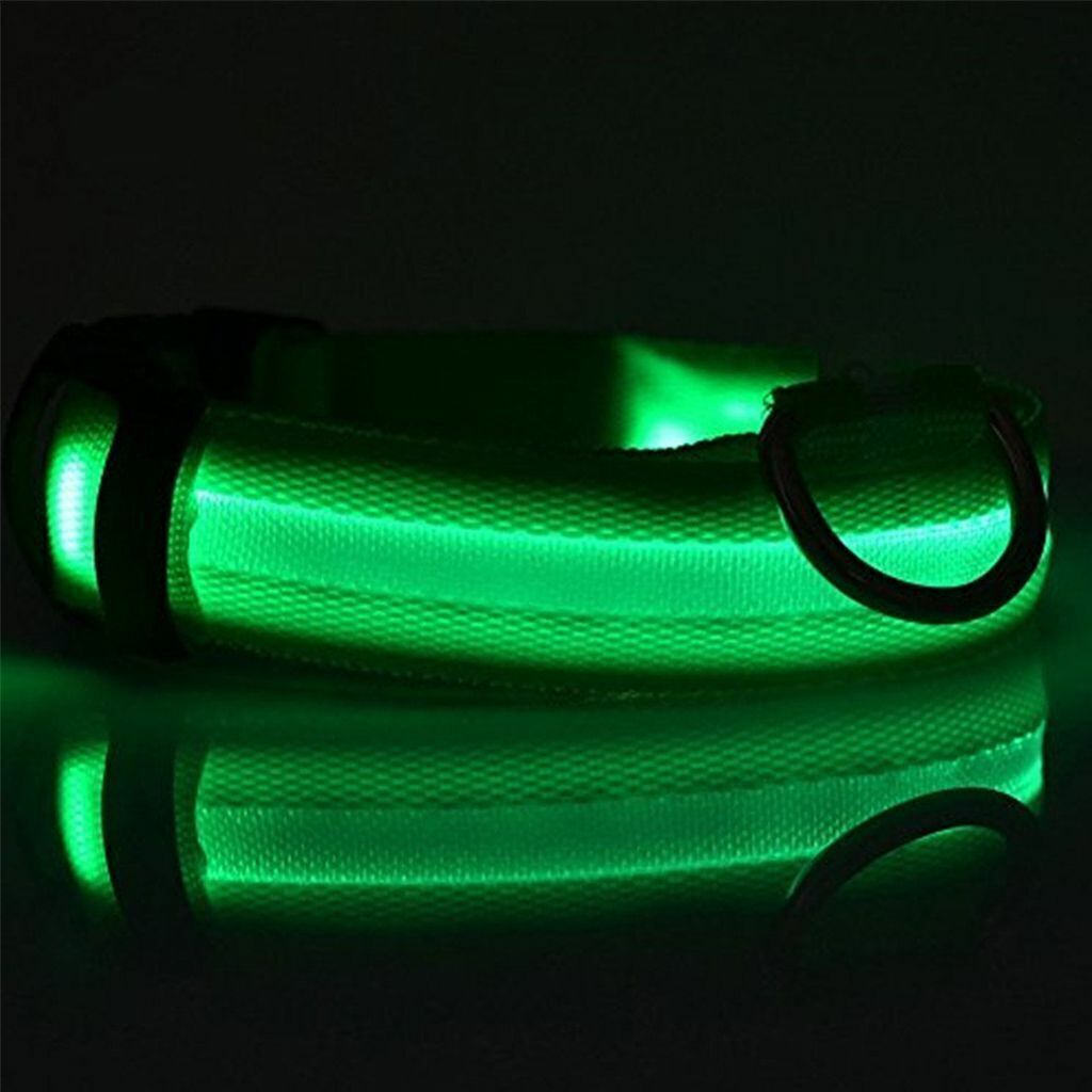 USB RECHARGEABLE LED Dog Pet Light Up Safety Collar Night Glow Adjustable HOT