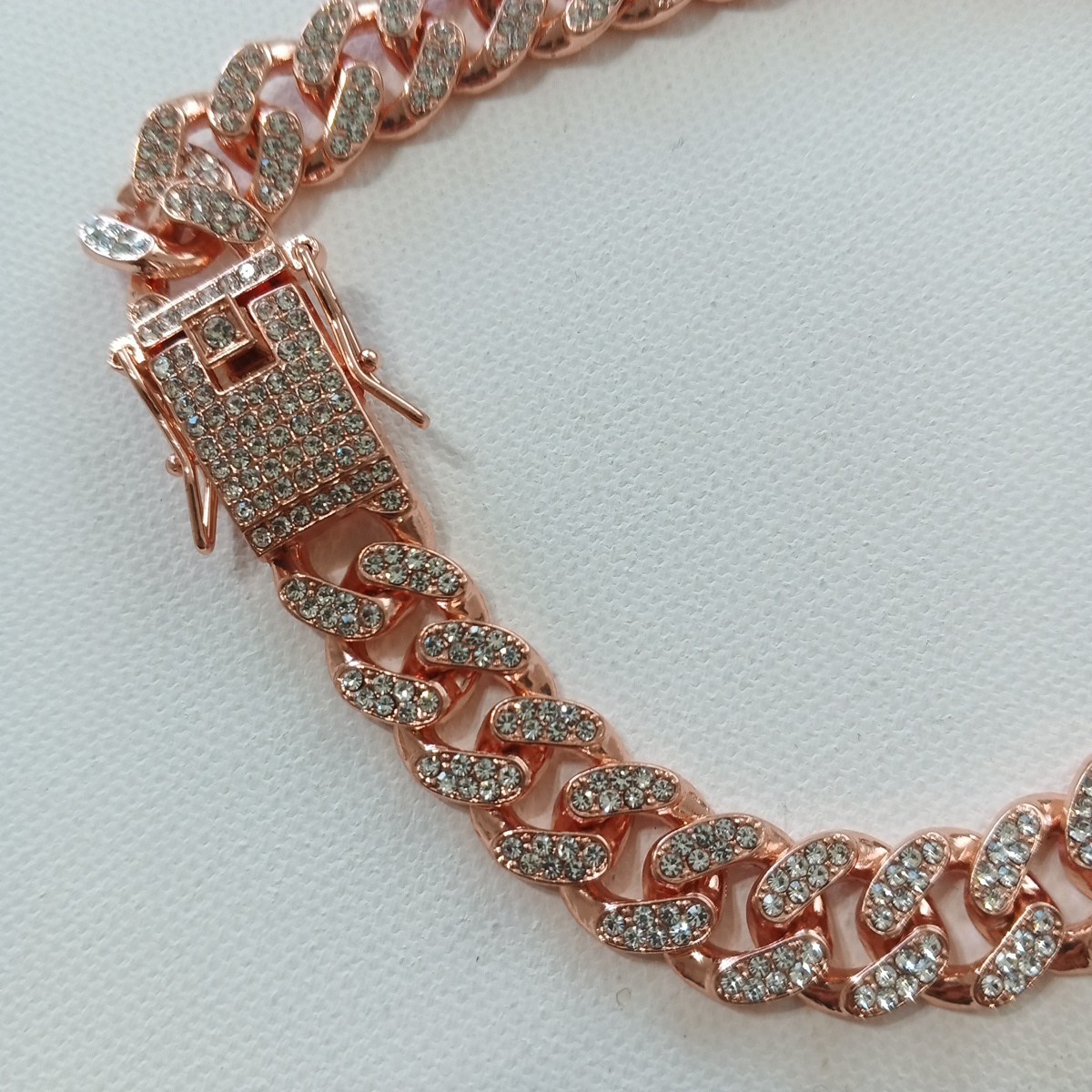 Chihuahua Dog Necklace Glamour Rhinestone Cuban Link Rose Gold Stainless Steel