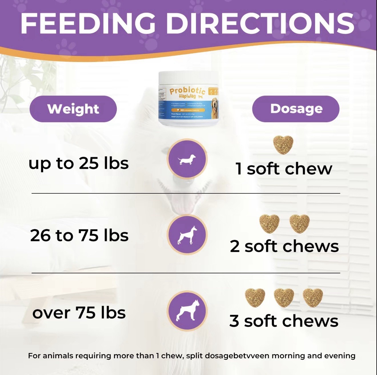 HapWag Probiotic Chewable Tablets for Dogs Digestion Aid 90 Count