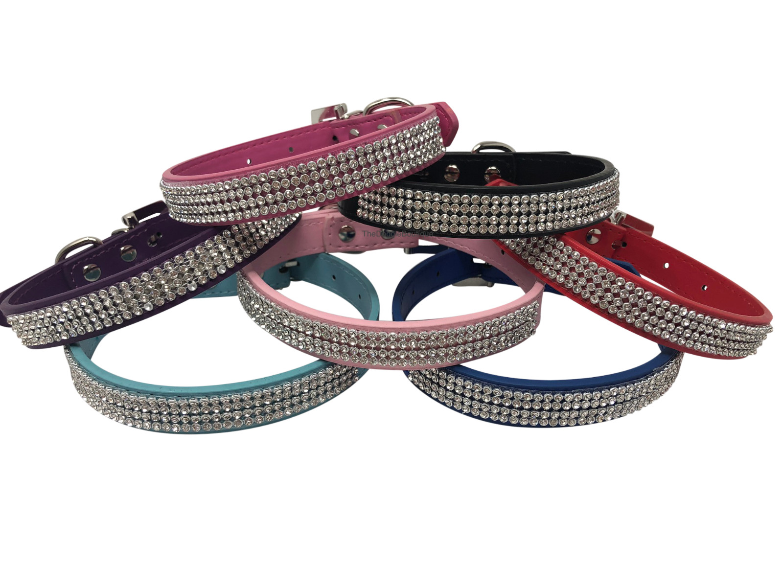 Dog Collar Rhinestone Glitter Bling Adjustable Sparkle Faux Leather XS S M L