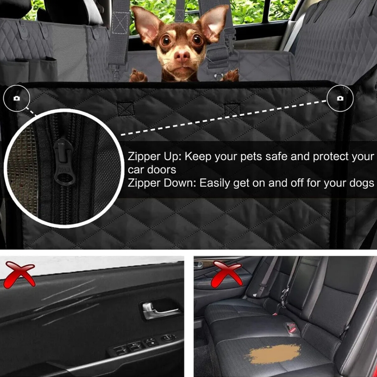 Pet Dog Seat Cover Hammock Seat Pad Back Car Truck w/Pet Seatbelt Waterproof