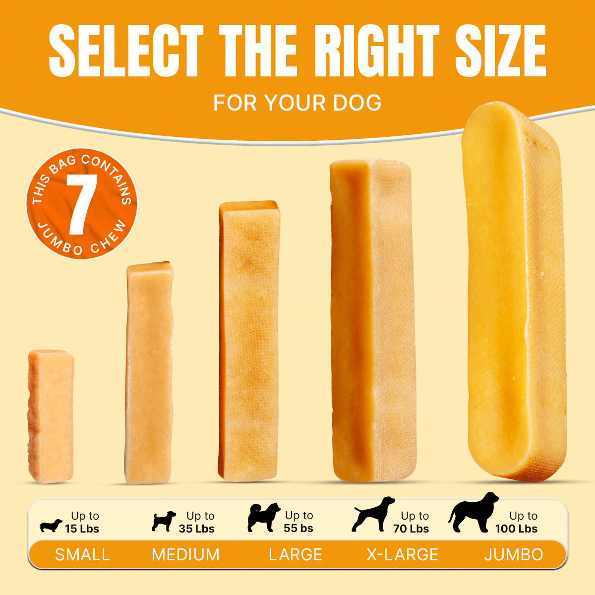 Yak Milk Dog Chew Bones 3lbs for Jumbo dogs, Hard Chews for Aggressive Chewers