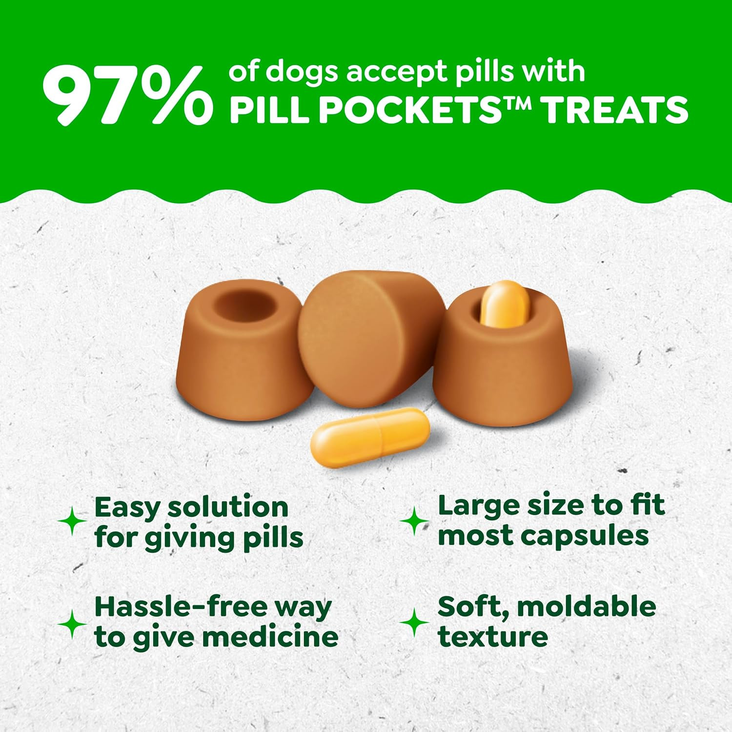 Greenies Pill Pockets for Dogs Large Size, Dog Treat Pouch for Capsule Medicatio