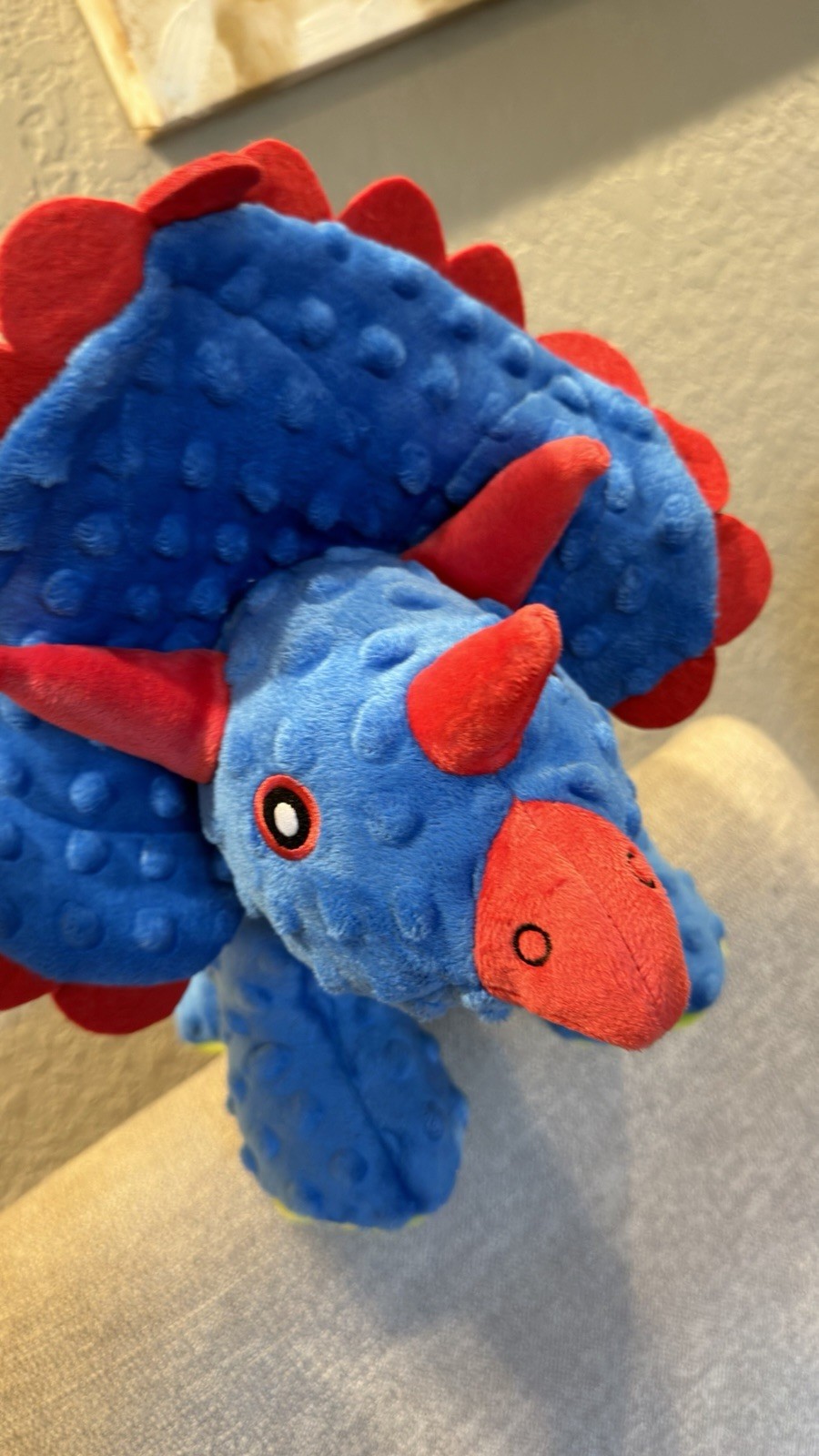 Go Dog Toy Triceratops Dinosaur with Chew Guard Technology blue dog toy New