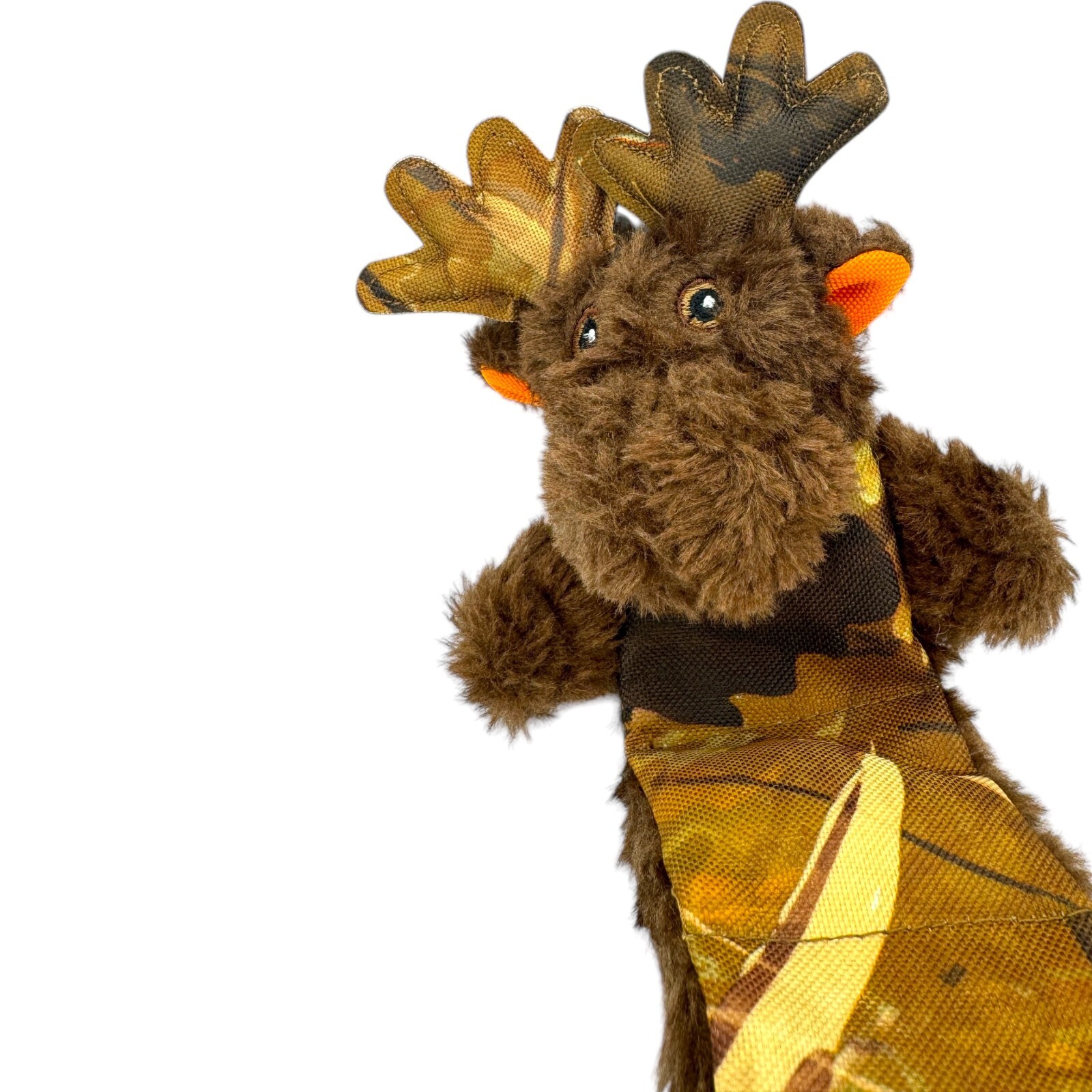 Vibrant Life Tough Buddy Camo Moose Brown Tug Chew Toy Level 3 Squeak Small Dog
