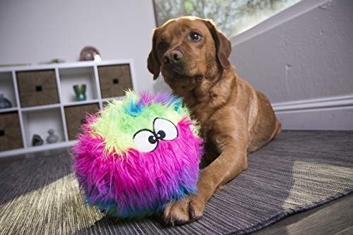 goDog Furballz Rainbow Plush Dog Toy with Chew Guard Technology, Large, Rainbow