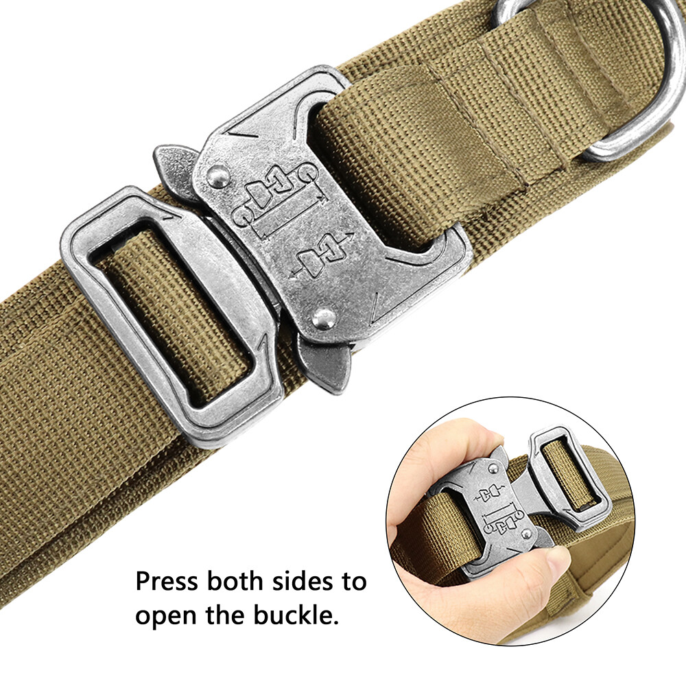 Tactical Dog Collar Military Training With Leash Heavy Duty Metal Buckle M L XL