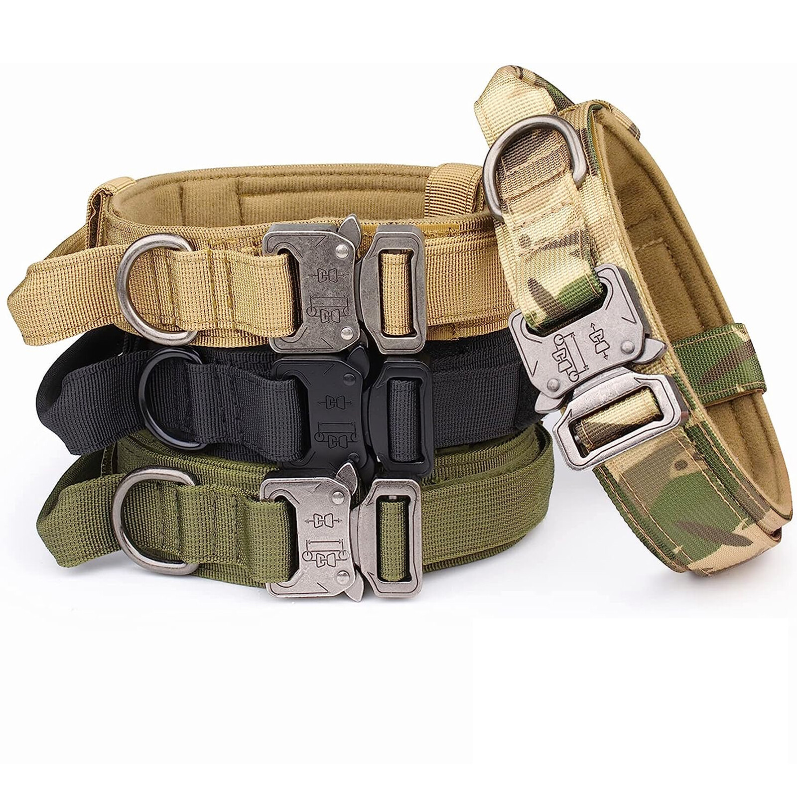 Tactical Dog Collar Heavy Duty Nylon Large Dog Canine Training With Metal Buckle