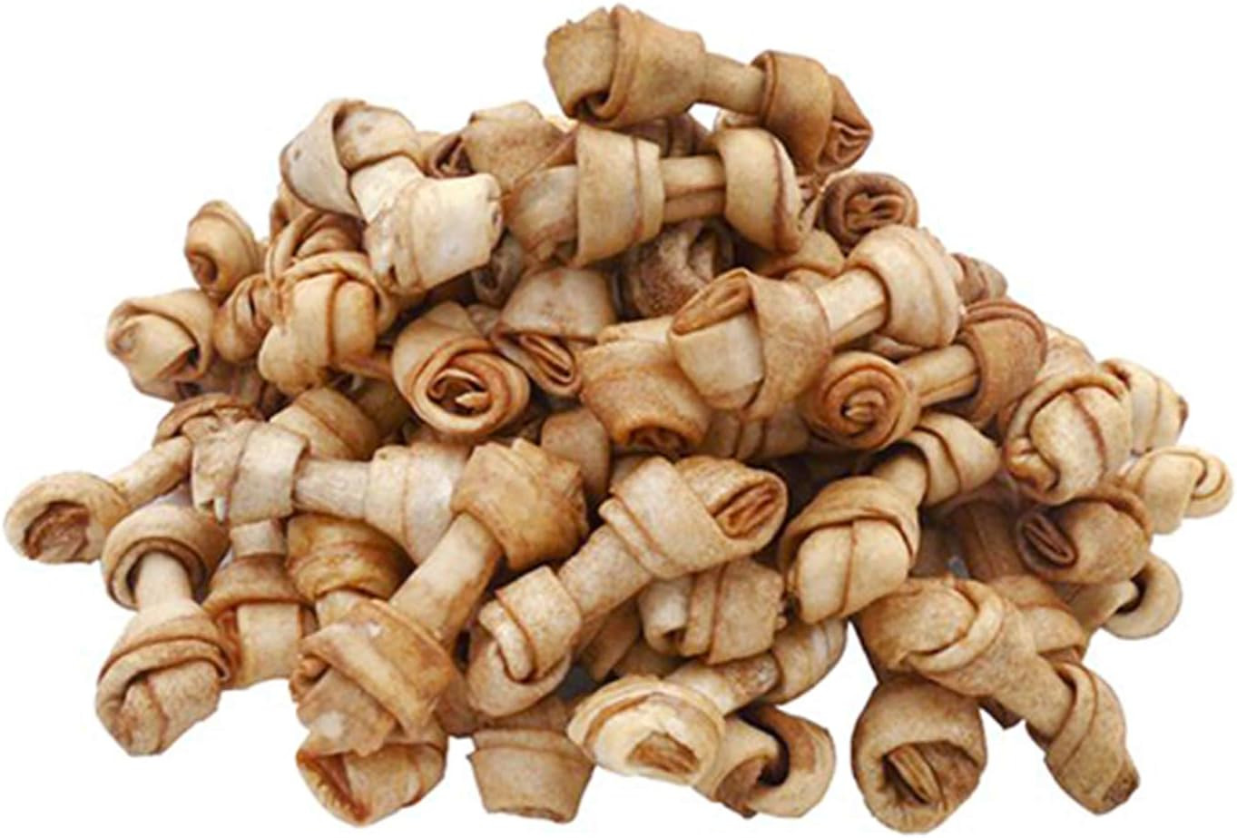 Rawhide Knot Bones 2.5in Chicken Flavor — 60 Count for Puppies & Small Dogs