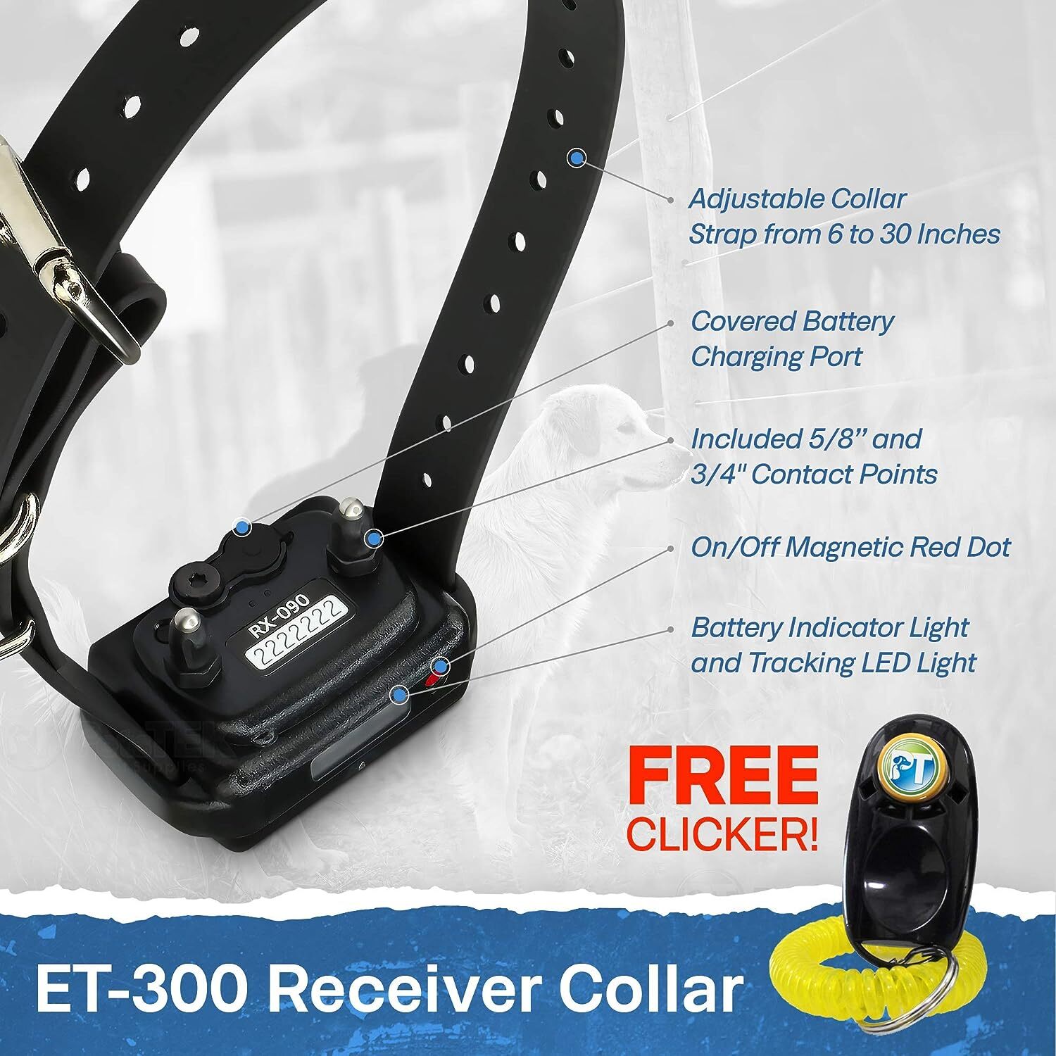 Yellow ET-300-1/2 Mile Mini Educator E-Collar – With Dog Training Clicker