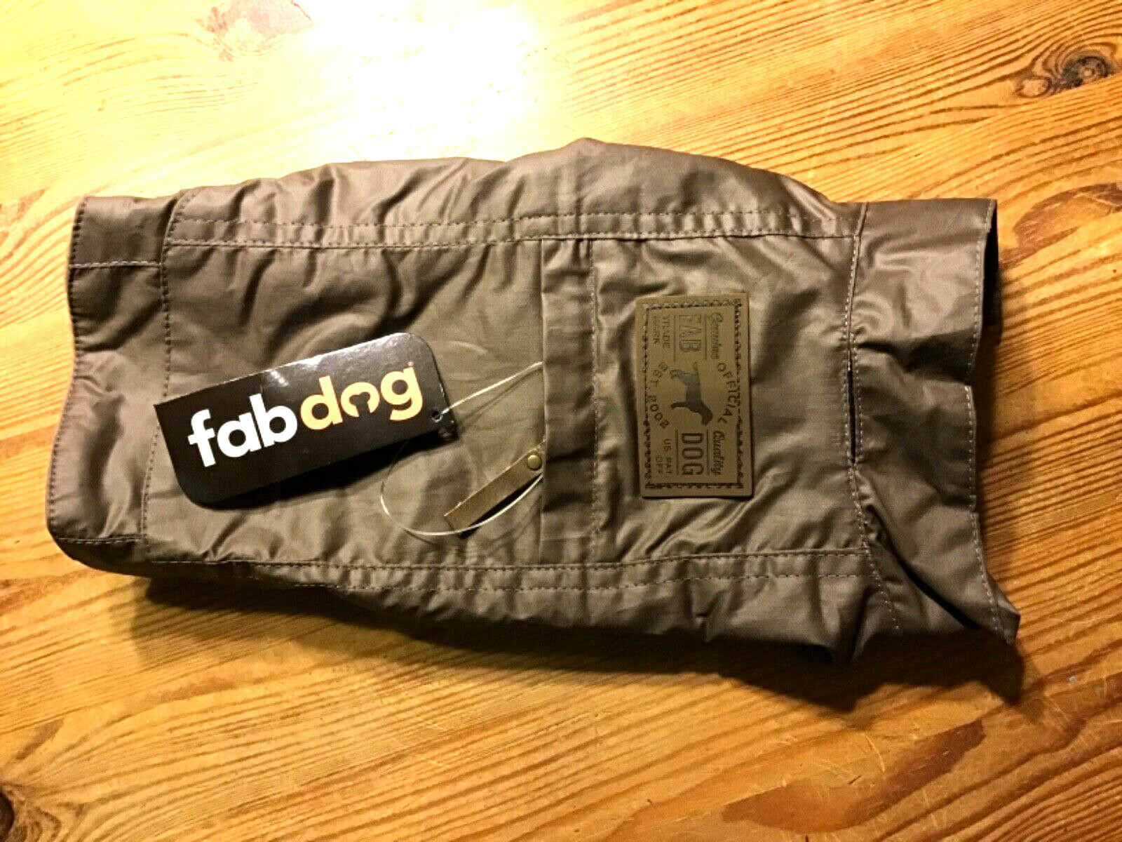 Fab Dog 10″ Waxed Dog Coat Taupe Fleece Lined-NEW