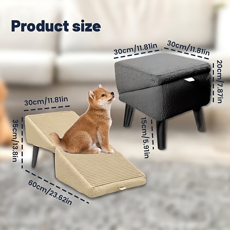 2-In-1, Foldable Separate Dog Ramp, Multi-Functional Heavy-Duty Pet Staircase