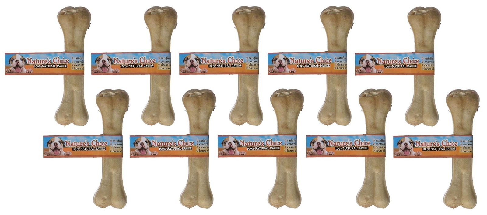 All Natural Rawhide Pressed Bones For Dogs Pack Of 10 Durable Dental Chews