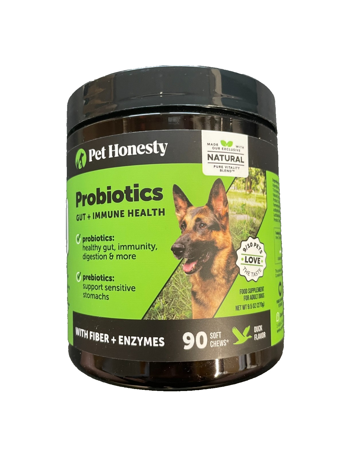 Pet Honesty Probiotics for Dogs 90 All-Natural Dog Chews DUCK FLAVOR PH9