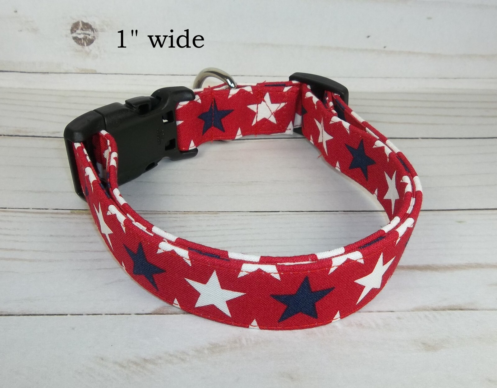 Red White Blue Stars Terri’s Dog Collar Patriotic handmade adjustable 4th July