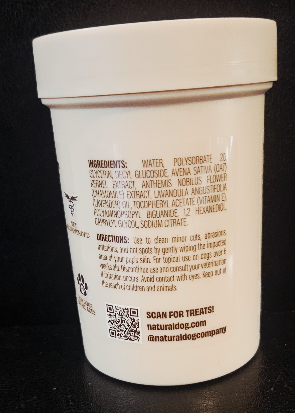 Natural Dog Company Skin Soother Wipes, 100 Count, Pet Wipes for Dogs. New