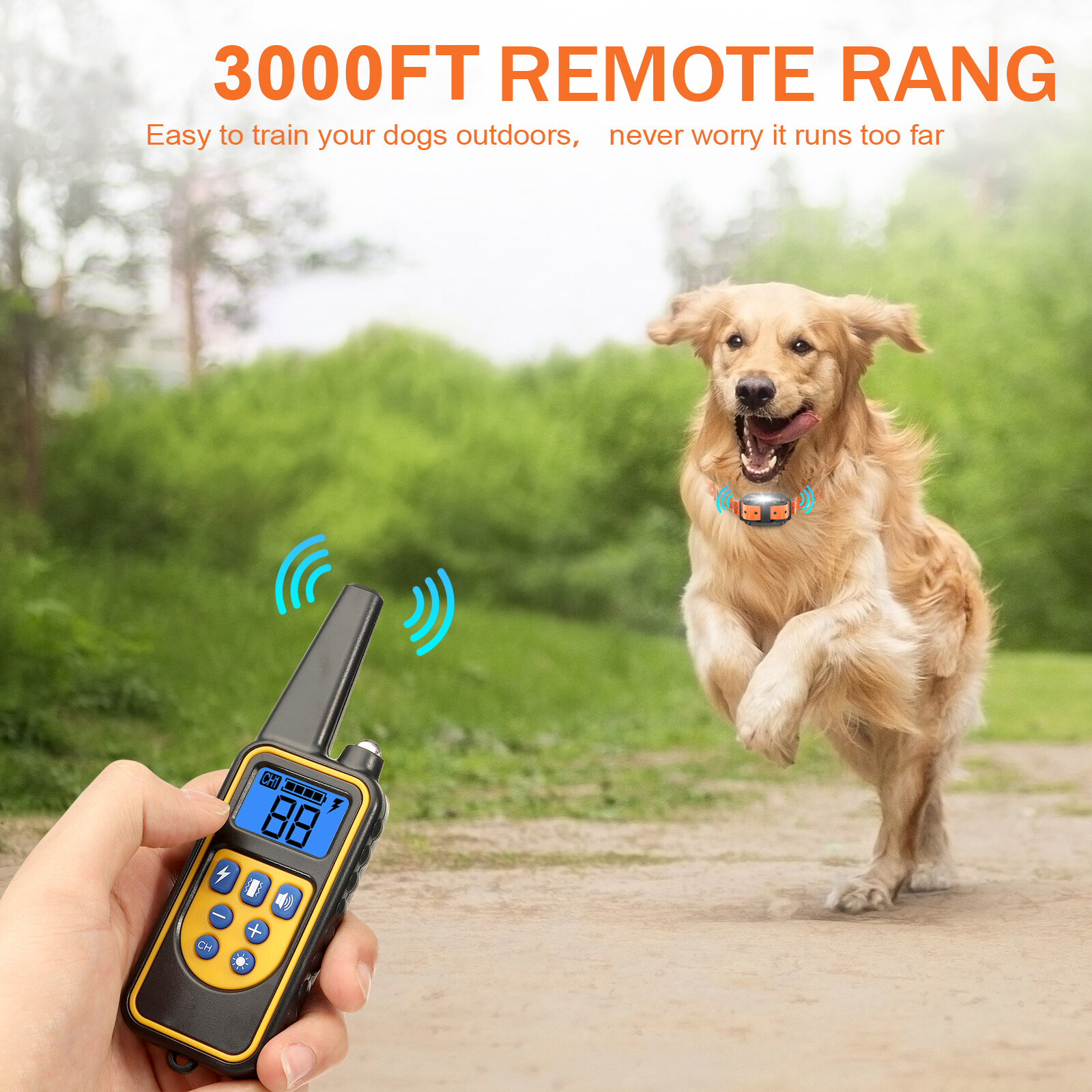 3000 FT Remote Dog Shock Training Collar Rechargeable Waterproof Pet Trainer NEW