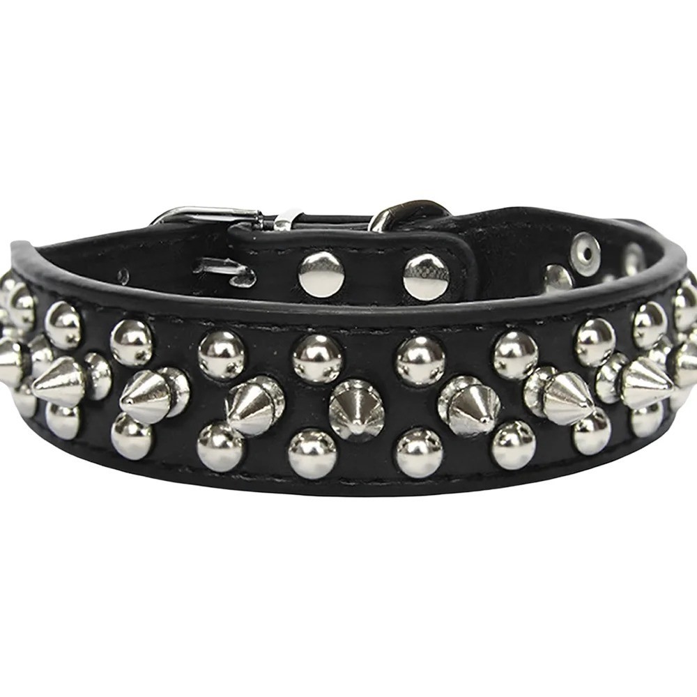 Spiked Studded Dog Collar Rivet Adjustable PU Leather Pet XS S M L XL 8 Color