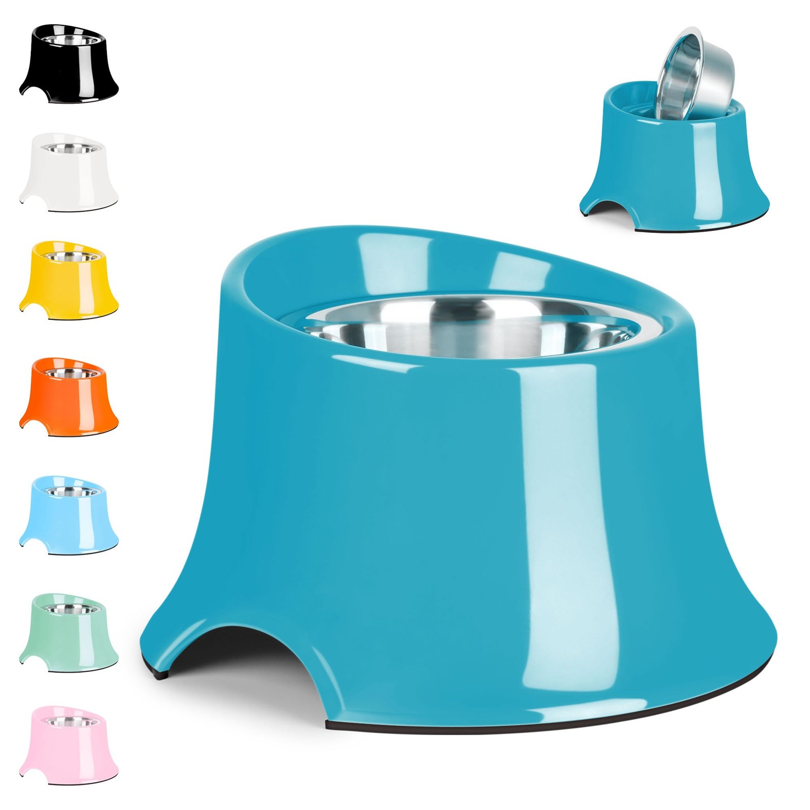 Grass Blue High Capacity Tilted Elevated Dog Bowl for Medium Small Dogs M/2 Cup