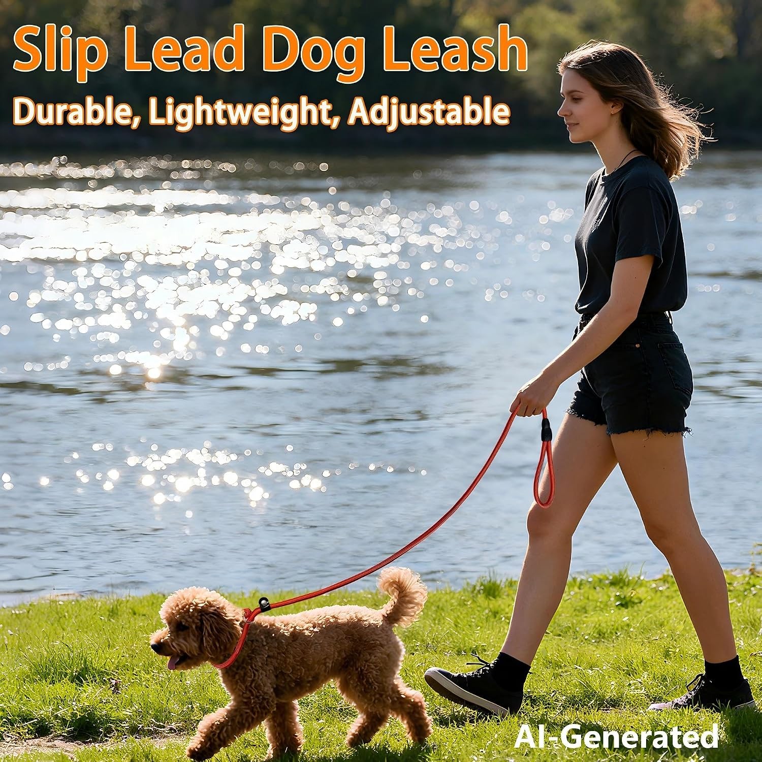 Upgraded Dog Slip Lead (3-Pack) Adjustable Nylon Lead for Dogs (Red/Black/Blue),