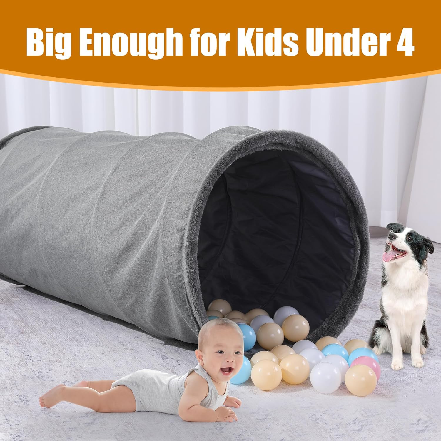 Extra Large Dog Tunnel for Large Dogs, Cats & Adults, Jumbo 22X22X51 Inches, Col