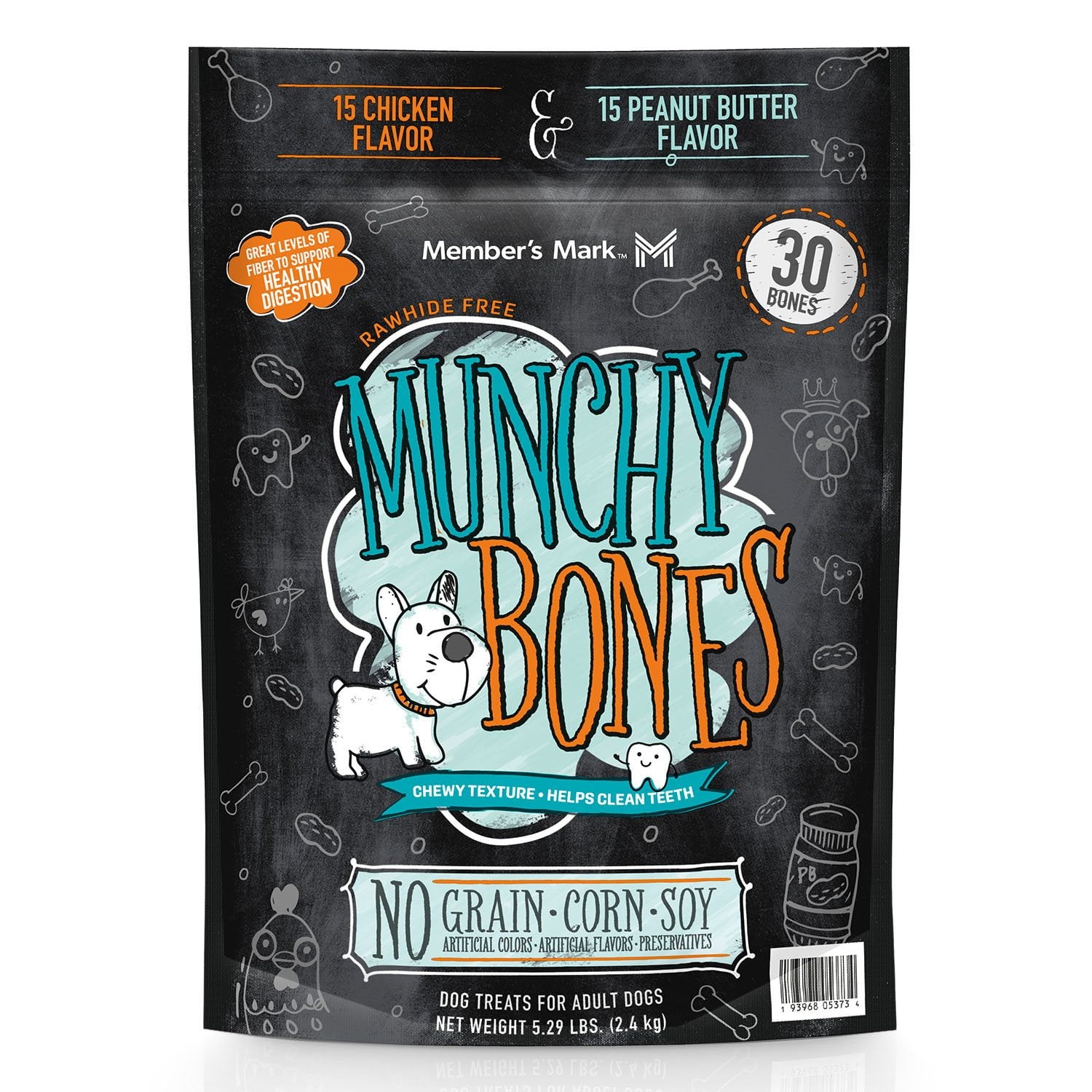 Member’s Mark Munchy Bones Dog Treats for Adult Dogs, 60 Count