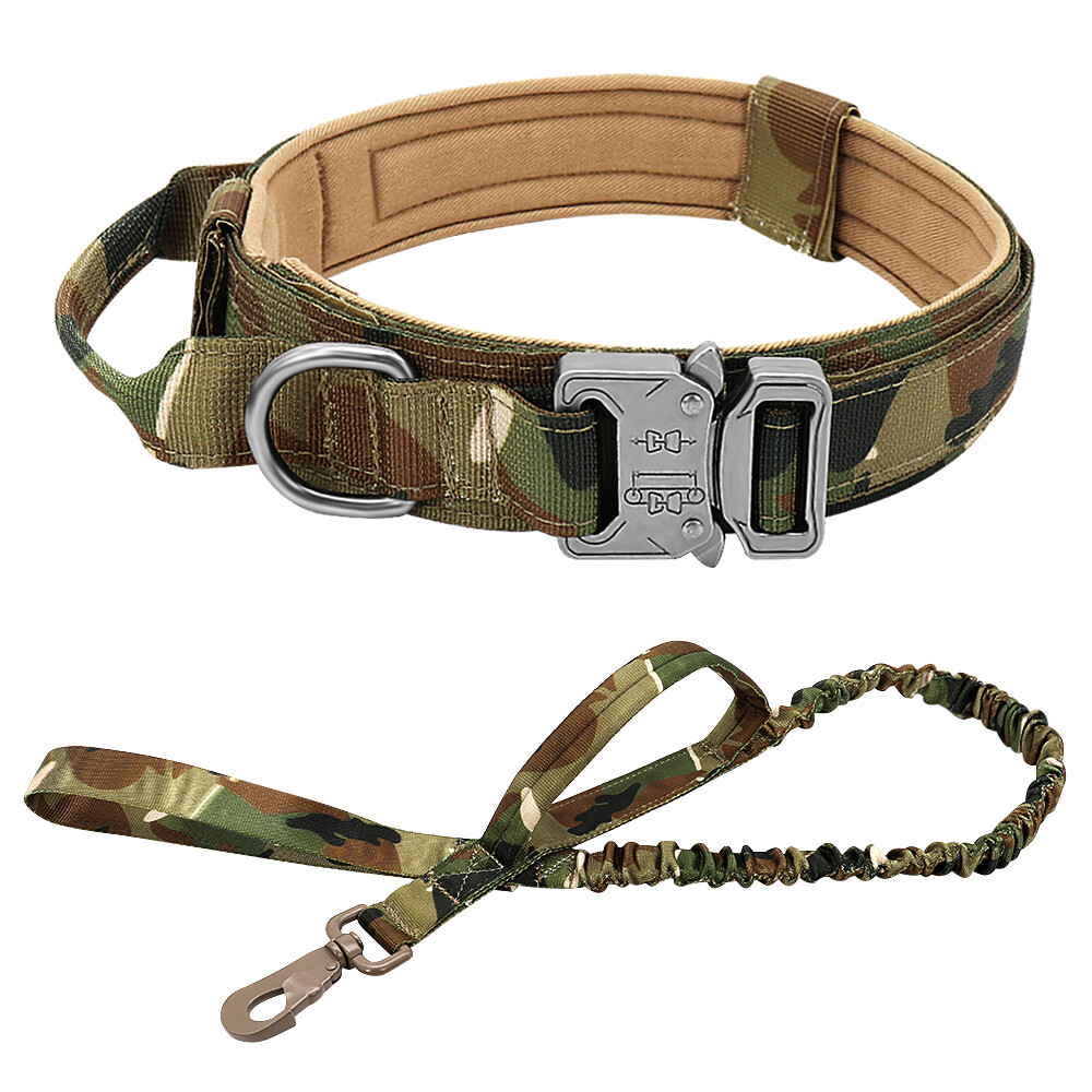 Tactical Dog Collar Military Training With Leash Heavy Duty Metal Buckle M L XL