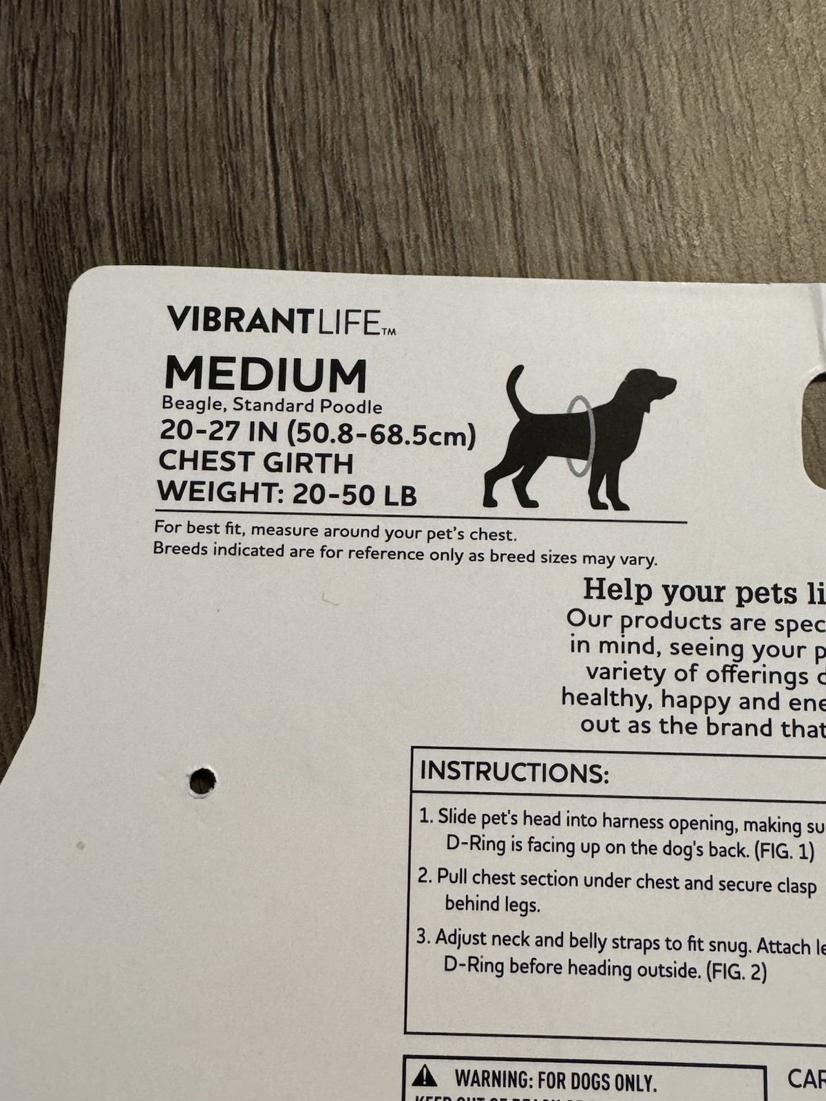 Vibrant Life Mesh Adjustable, Reflective Dog Harness, Black, Medium Paw NWOT