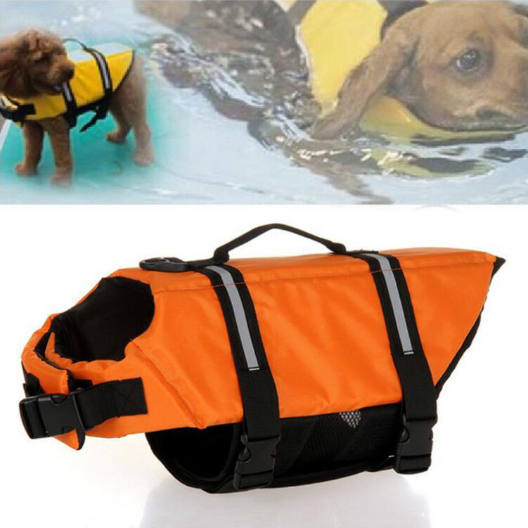 Pet Swimming Water Safety Vest Dog Life Jacket Swimsuit Lifesaver w/ PULL Handle