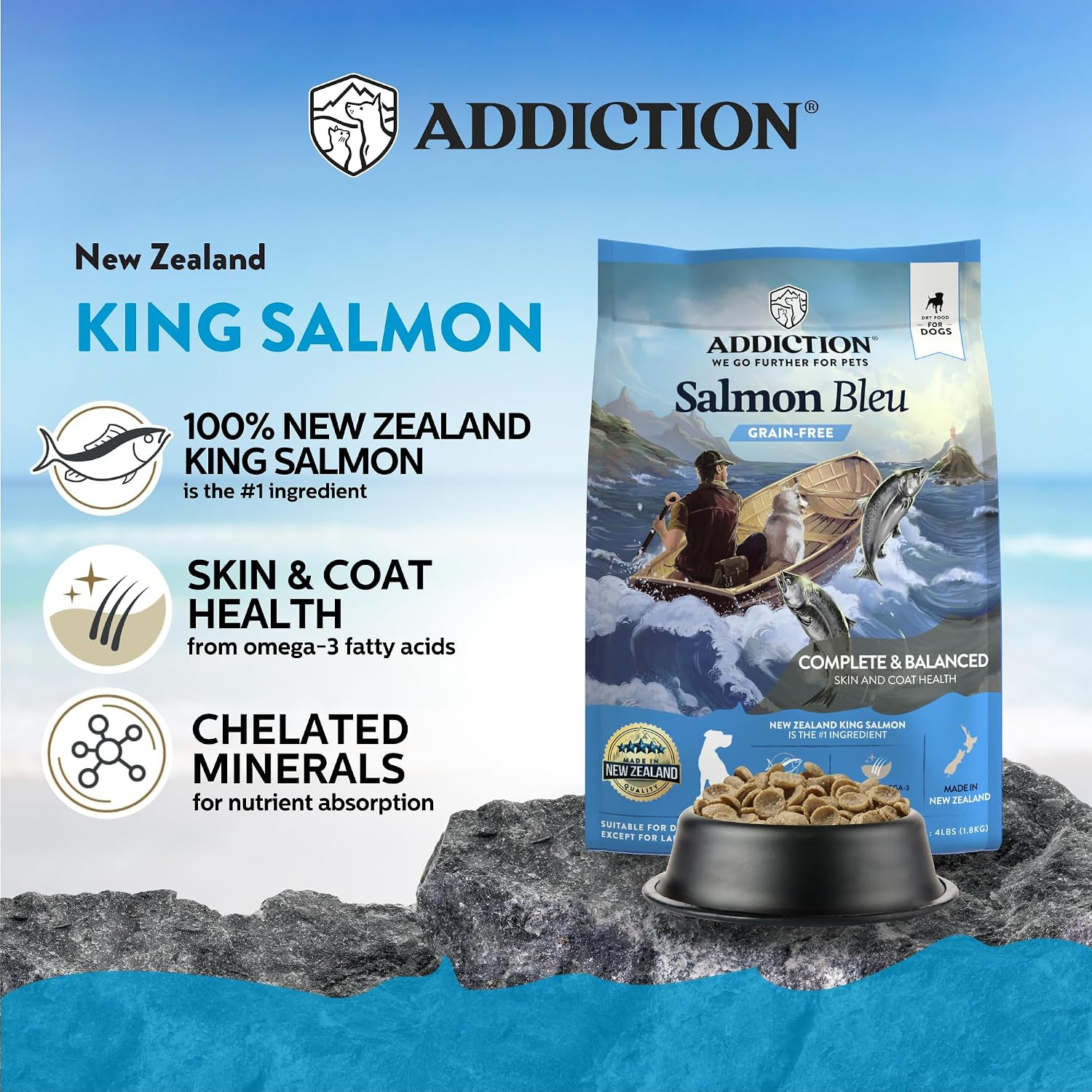 Salmon Bleu Grain-Free Dry Dog Food – Rich in Prebiotics to Support Skin, Coat &