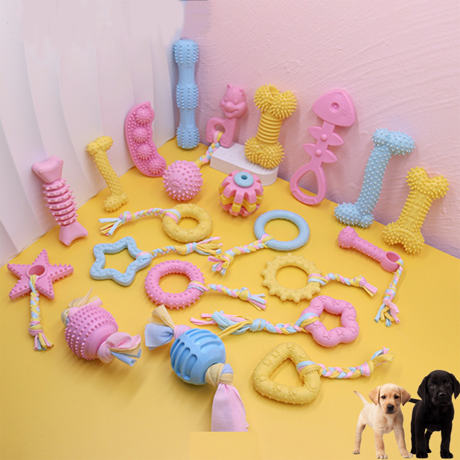 Dog Toys For Aggressive Chewers Puppy Chew Teething Treats Tug Toy 3 PAK/33Style
