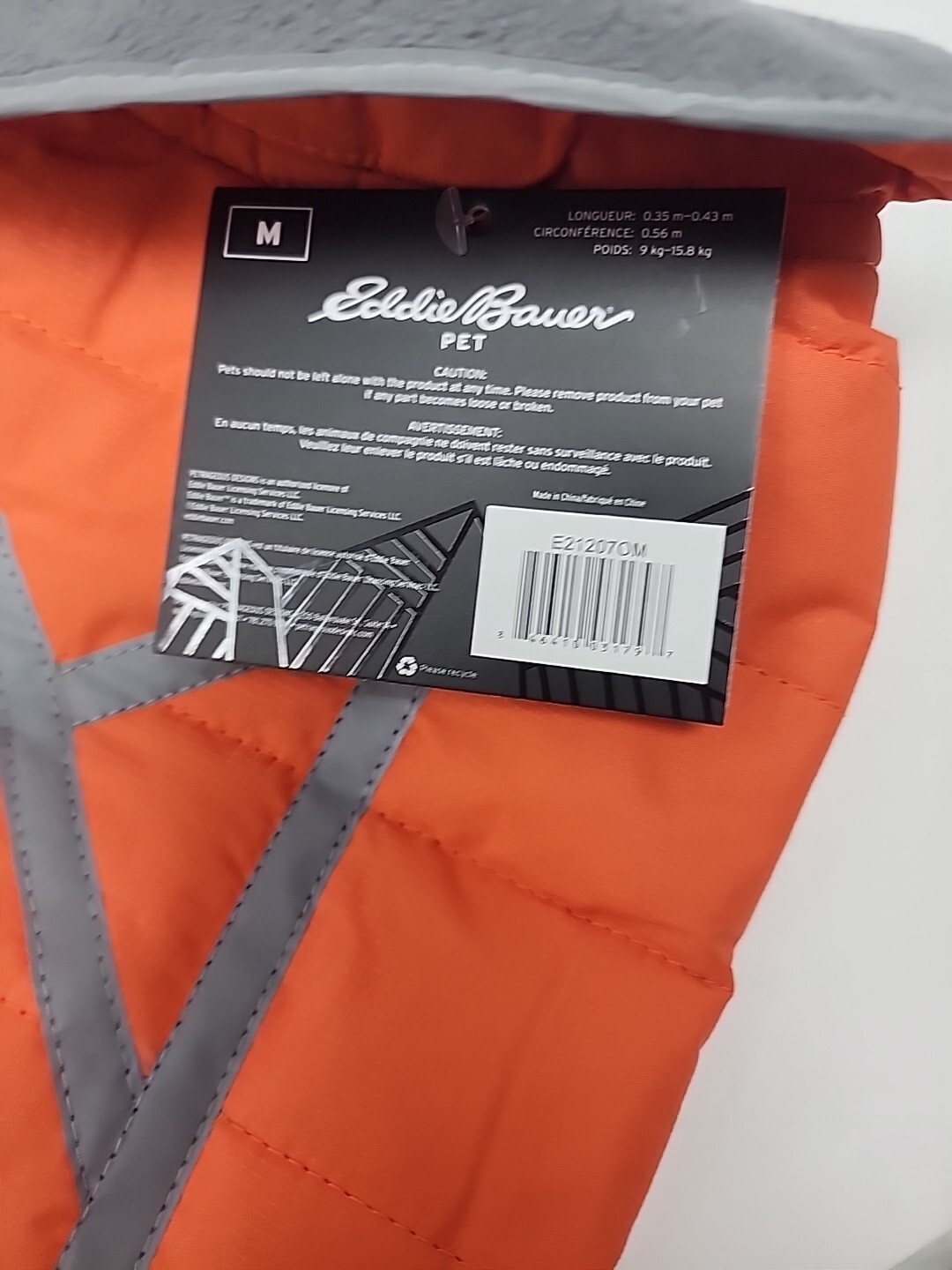 NWT Eddie Bauer Pet Apparel DOG Jacket Fleece Cold Winter Coat MEDIUM 20-35lbs.