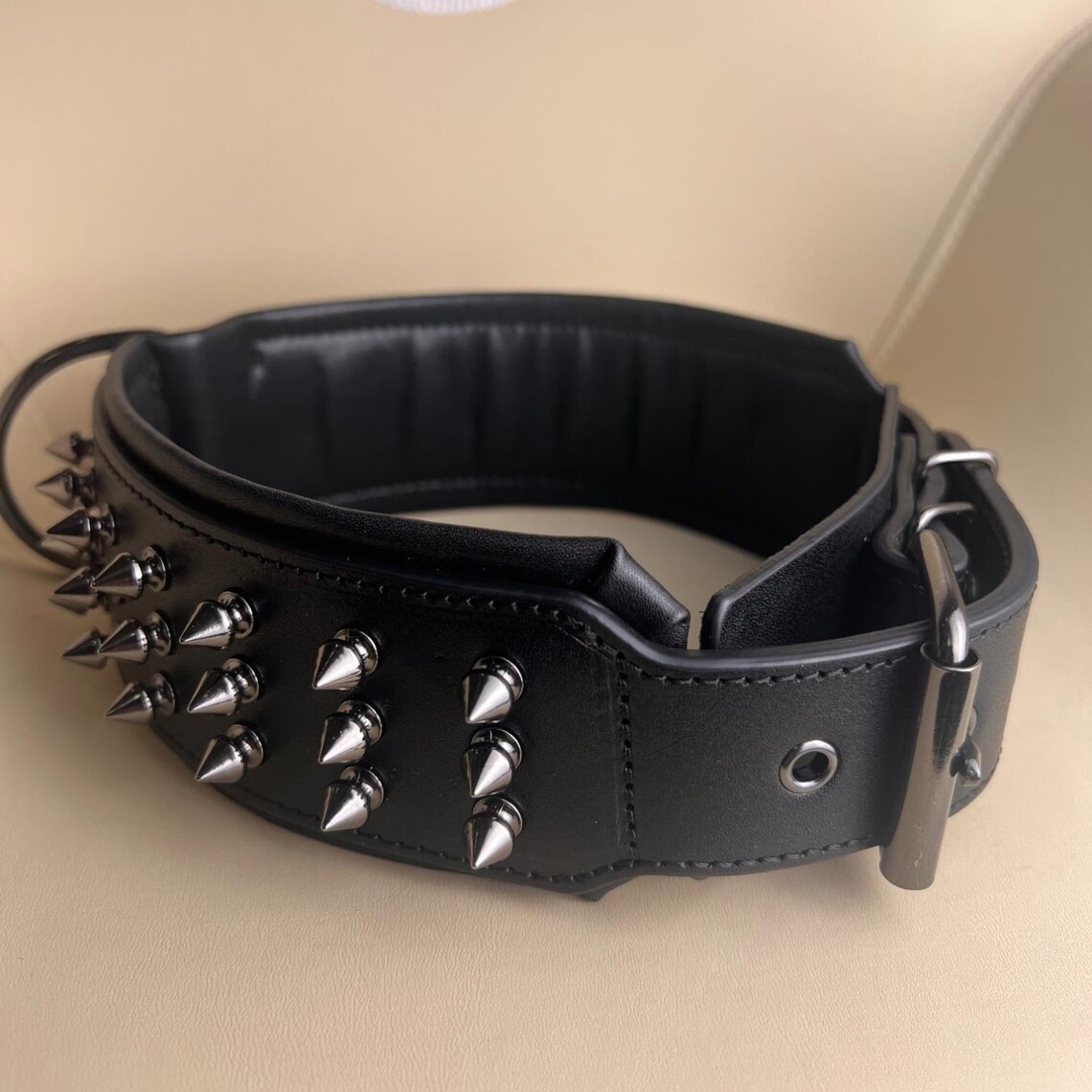 STG GENUINE LEATHER LATEST SPIKE DOG COLLAR HANDMADE COLLAR UNISEX DOG COLLAR