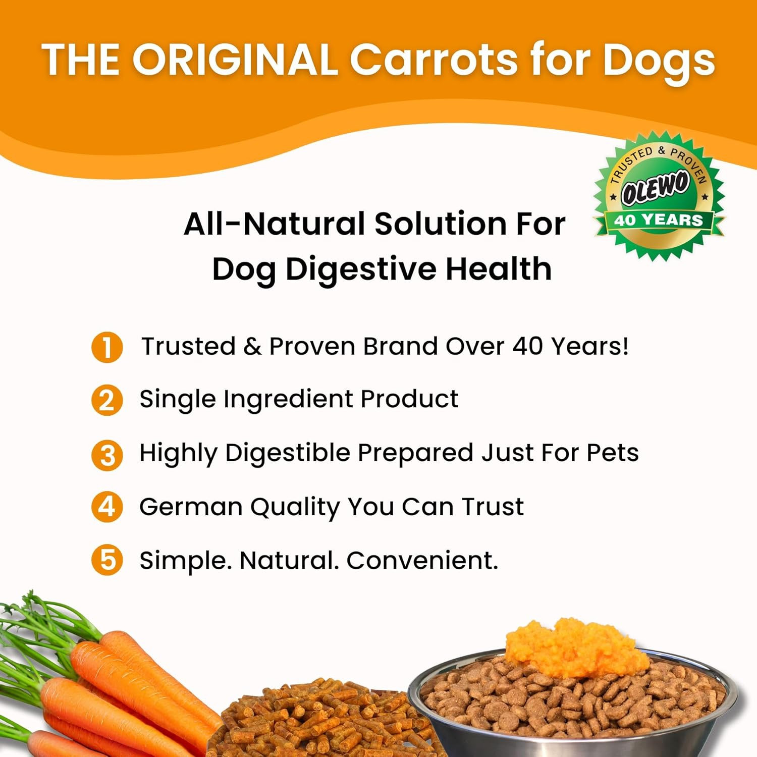 Original Carrots for Dogs – Fiber for Perfect Poop, Dog Food Toppers for Picky E