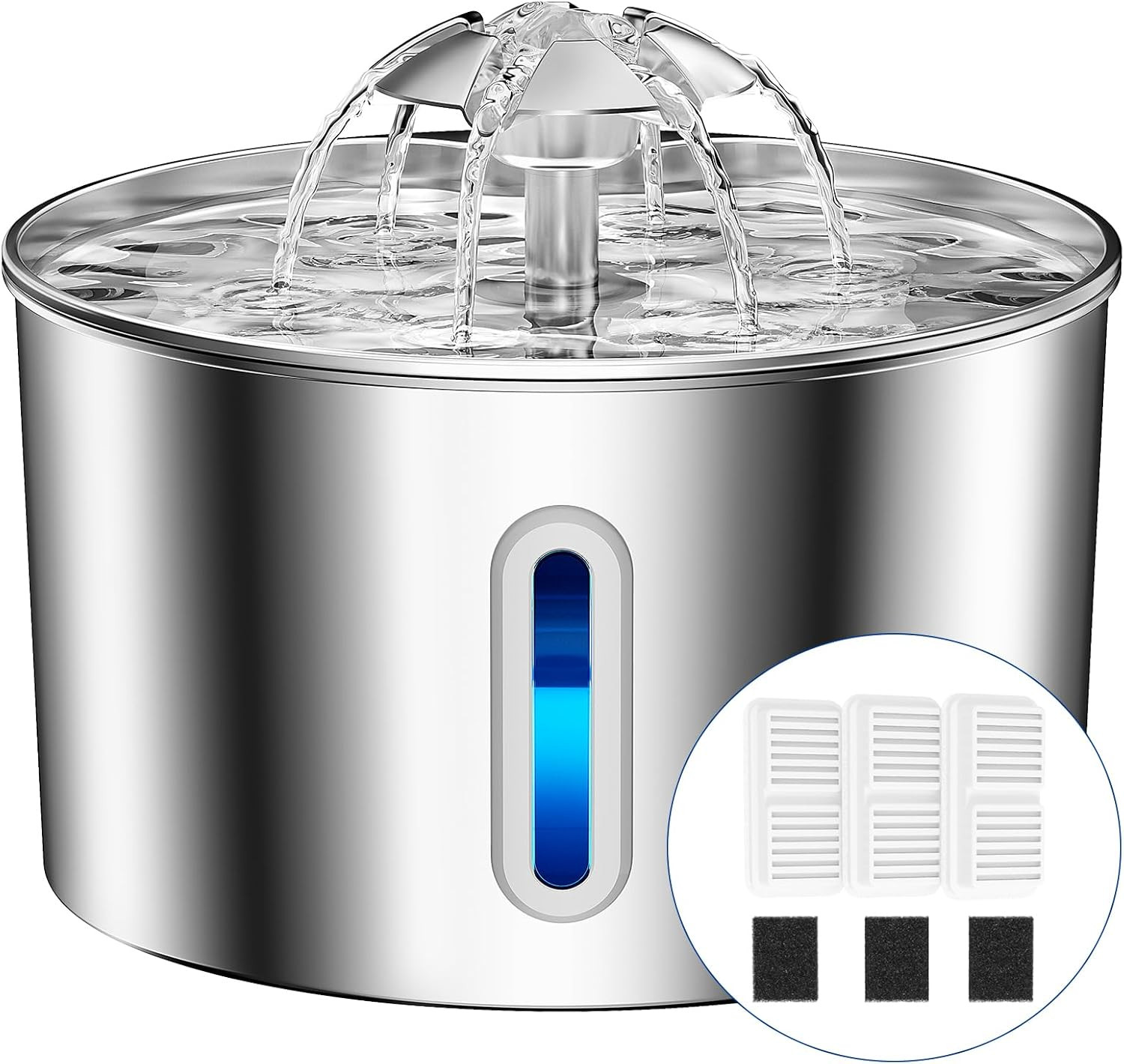 Cat Water Fountain Stainless Steel – 74Oz/2.2L Corded Pet Water Dispenser Automa
