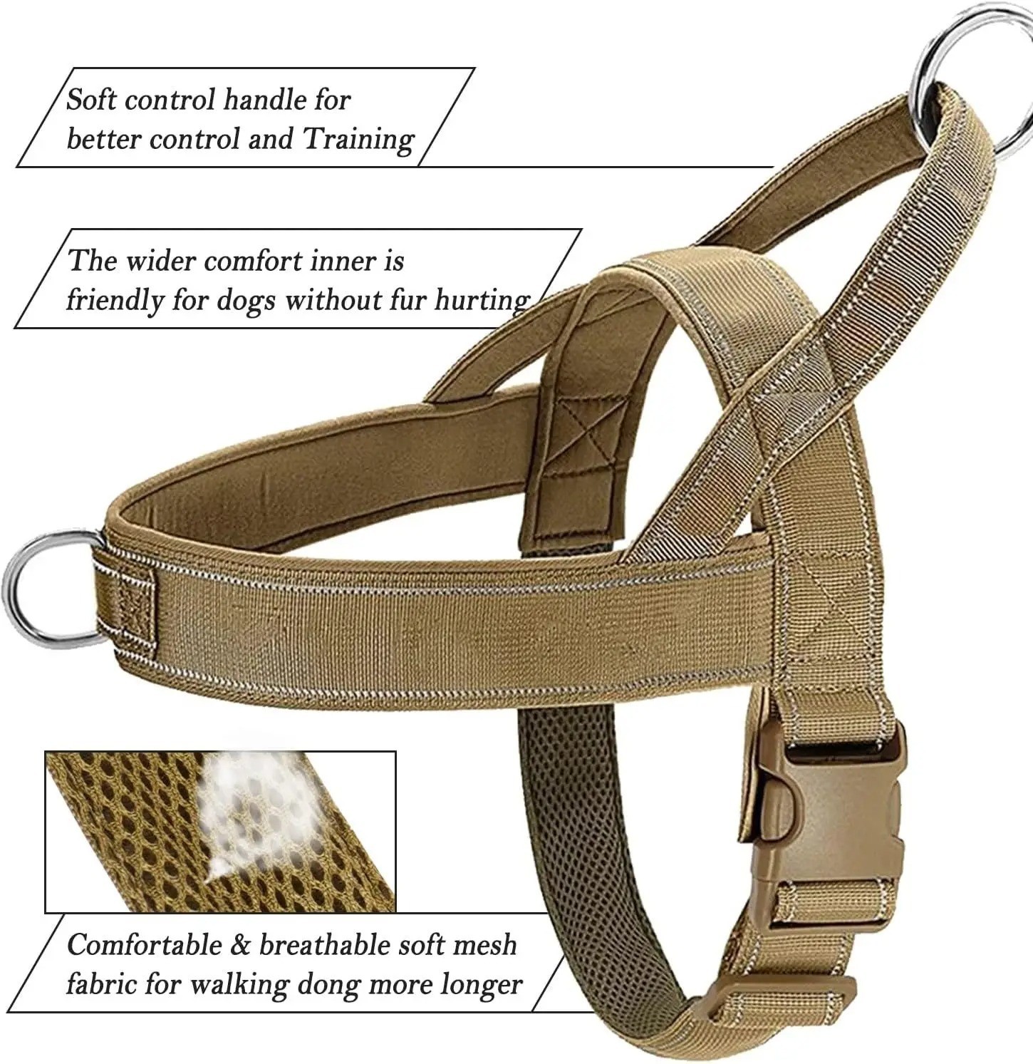 Tactical No Pull Dog Harness Vest Adjustable Front Clip Military Training