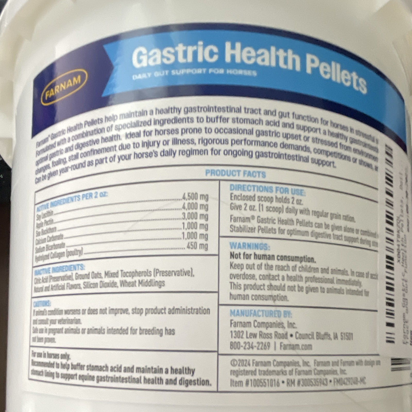 Farnam Gastric Health Pellets Digestion Aid for Horses Exp 09-30-2027