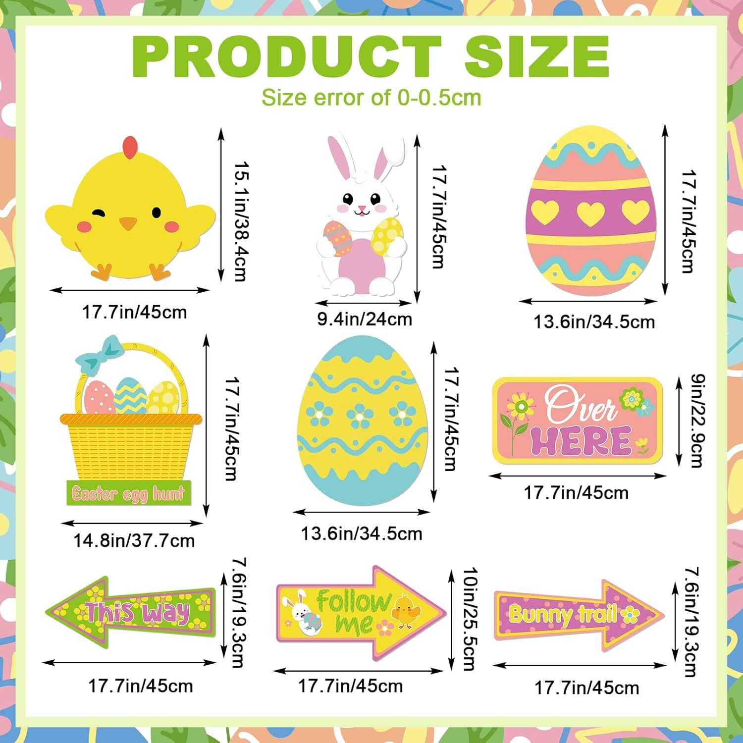 9 Pcs Easter Yard Signs Decorations Egg Hunt as shown in pictures