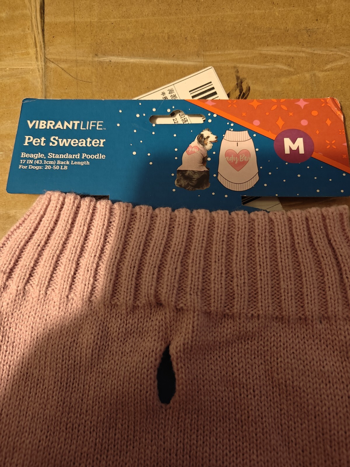 YT1-Vibrant Life Pink “Lady Boss” Heart Pullover Pet Girl Dog Cat Sweater Size M