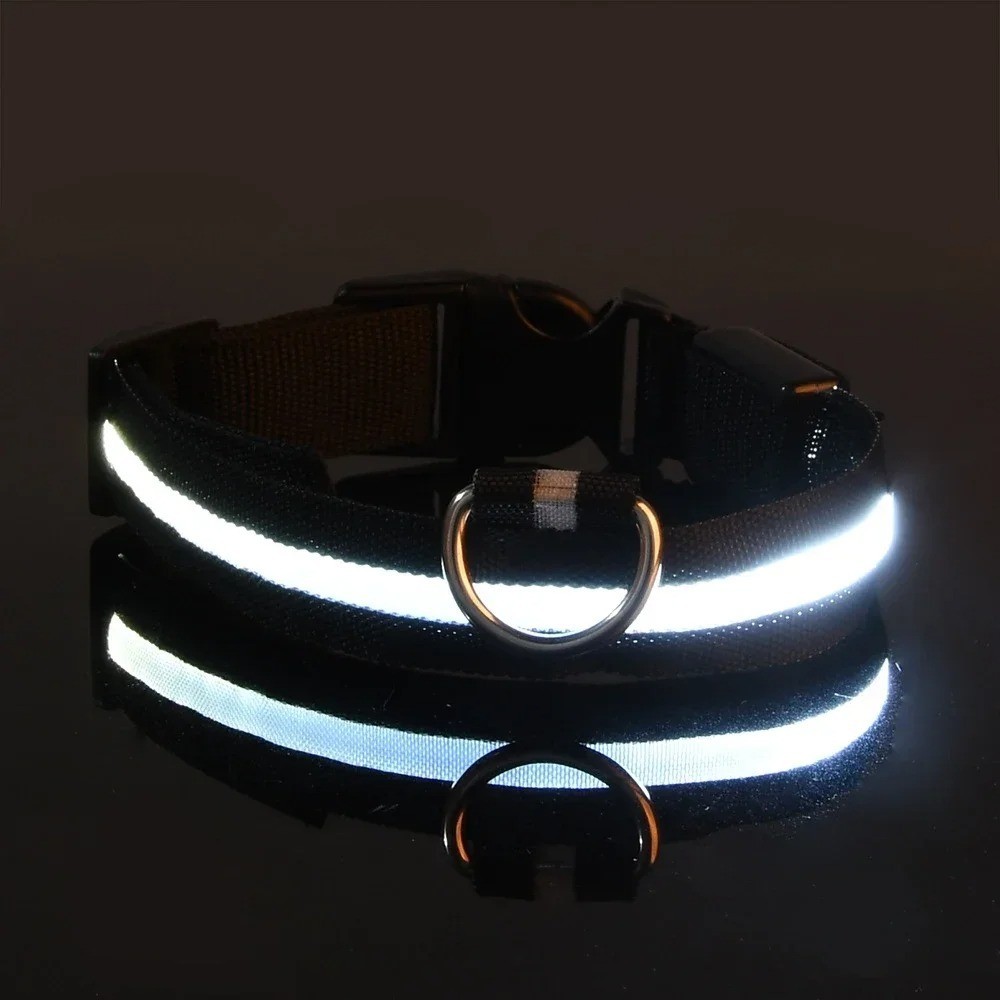 LED Adjustable Dog Collar Blinking Night Flashing Light Up Glow Pets Safety USA