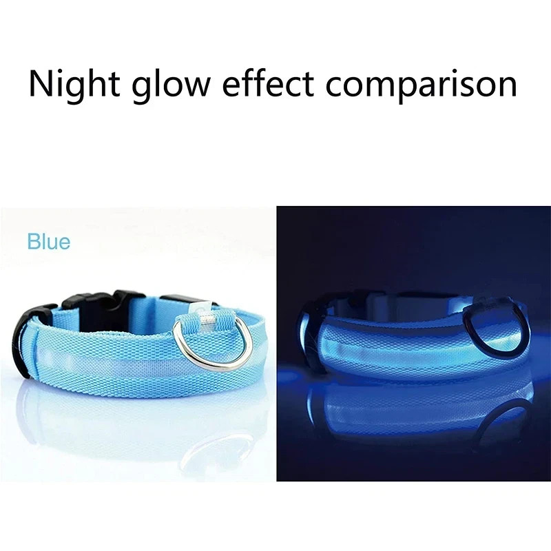 LED Dog Collar Flashing Light Up Glow Adjustable Pet Safety Collar Night USA