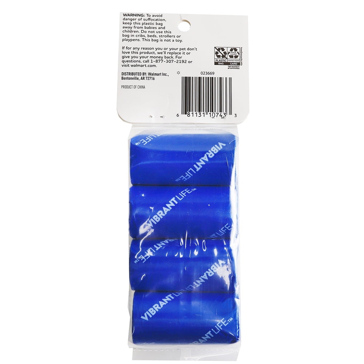 Vibrant Life Dog Waste Bags Refills 9″ x 14″, Total 120 Count on 8 Rolls – Blue
