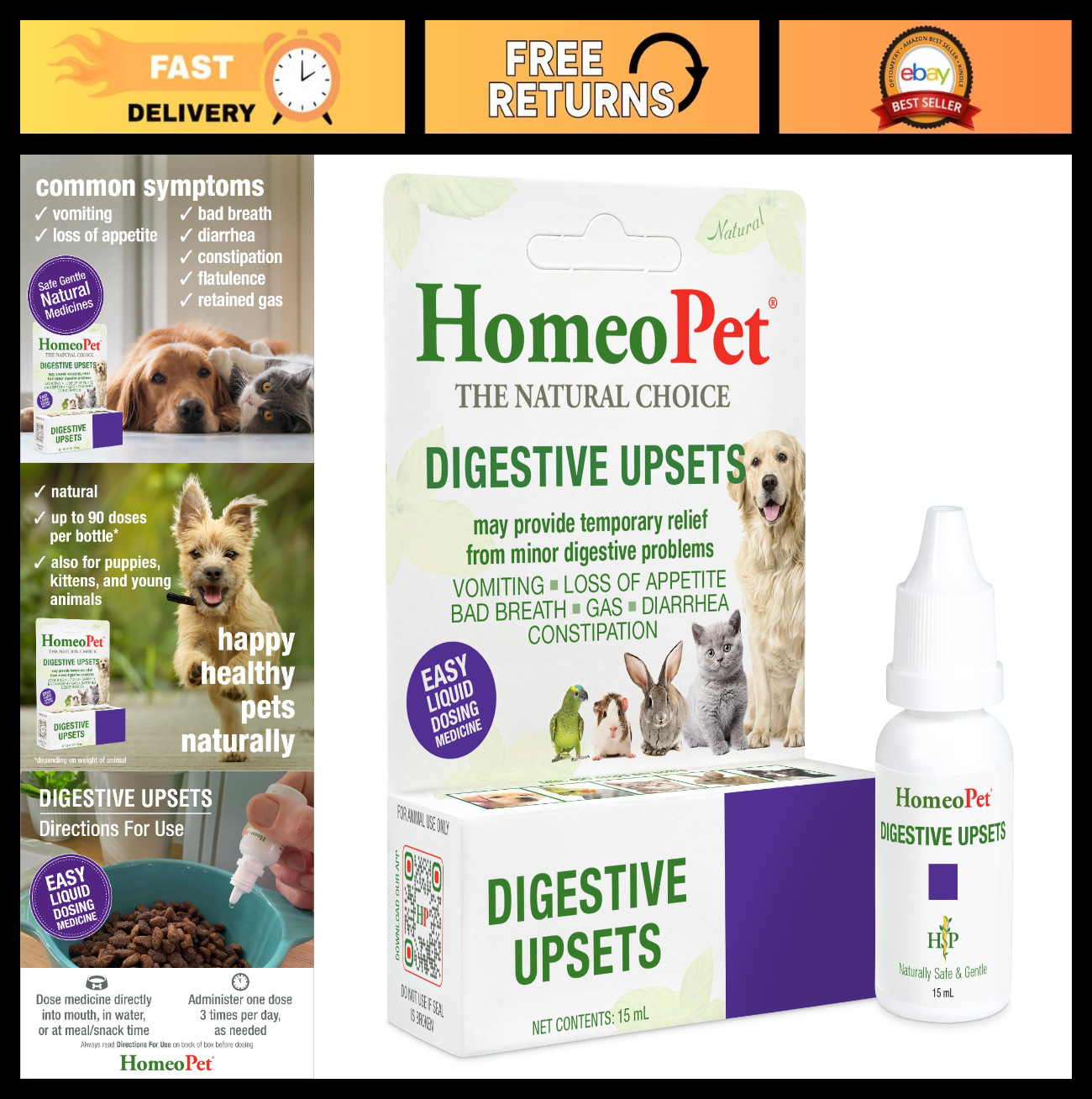 Natural Digestive Support for Dogs & Cats – Gentle, Safe Relief for Upsets, 15ml